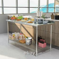 Commercial Stainless Steel Top Worktable Catering Kitchen Island Meal Prep Table