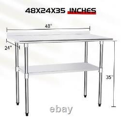 Commercial Stainless Steel Work Bench Catering Table Kitchen Prep Shelf Worktop