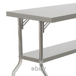 Commercial Stainless Steel Worktable Workstation Folding Kitchen Food Prep Table