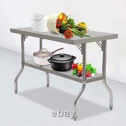 Commercial Stainless Steel Worktable Workstation Kitchen Folding Food Prep Table