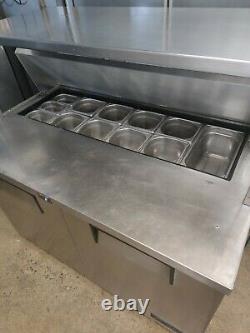 Commercial True Pizza prep table bench fridge 2 door stainless steel