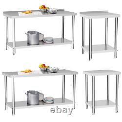 Commercial Work Bench Overshelf Stainless Steel Top Catering Table Storage Shelf