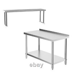 Commercial Work Bench Overshelf Stainless Steel Top Catering Table Storage Shelf