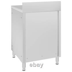 Commercial Work Table with Cabinet Cupboard Stainless Steel Multi Sizes vidaXL