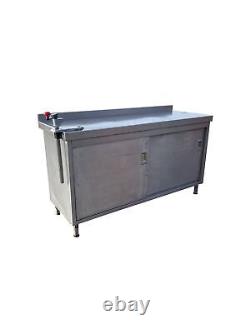Commercial Work Top Table, Stainless Steel Prep Table/Cabinet with Can Opener