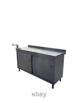 Commercial Work Top Table, Stainless Steel Prep Table/Cabinet with Can Opener