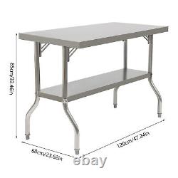 Commercial Worktable Workstation Folding Kitchen Food Prep Table Stainless Steel