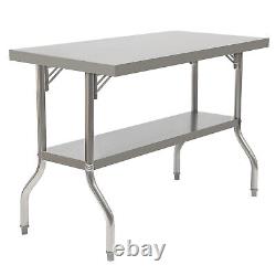 Commercial Worktable Workstation Folding Kitchen Food Prep Table Stainless Steel