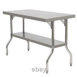 Commercial Worktable Workstation Folding Kitchen Food Prep Table Stainless Steel