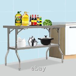 Commercial Worktable Workstation Folding Kitchen Food Prep Table Stainless Steel