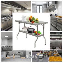 Commercial Worktable Workstation Folding Kitchen Food Prep Table Stainless Steel