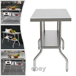 Commercial Worktable Workstation Folding Kitchen Food Prep Table Stainless Steel