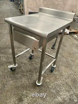Commercial stainless steel Prep table bench with draw on wheels 60 x 70 x 90 cm