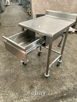 Commercial stainless steel Prep table bench with draw on wheels 60 x 70 x 90 cm