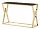 Console Table Display Stand Black Tempered Glass Top Stainless Steel Gold Finish