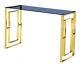 Console Table Display Stand Grey Tempered Glass Top Stainless Steel Gold Finish