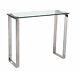 Console Table Hall Table Display Stand Clear Glass Stainless Steel Leg Rectangle