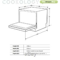 Cookology GLD6BK Mini Table Top Dishwasher, 6 place settings, Black Glass Front