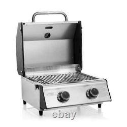 CosmoGrill Stainless Steel 2 Burner Gas BBQ Table Grill For Camping Portable