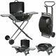 Crusader Folding Gas Barbecue Combo Bbq Trolley Portable Picnic Table Top Stove