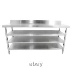 Diaminox Stainless Steel 180cm Prep Table With Upstand and Three Undershelves