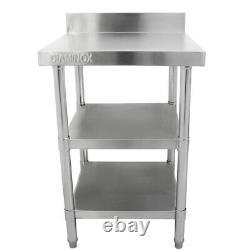 Diaminox Stainless Steel 60cm Prep Table With Upstand And 2 Under Shelves Dia