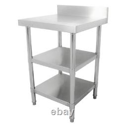 Diaminox Stainless Steel 60cm Prep Table With Upstand And 2 Under Shelves Dia