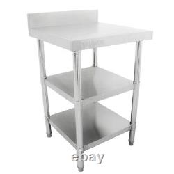 Diaminox Stainless Steel 60cm Prep Table With Upstand And 2 Under Shelves Dia