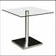 Dining Kitchen Table Small Clear Glass Square Top 80cm X 80cm Stainless Steel