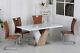 Dining Kitchen Table White Gloss Top Natural Frame Stainless Steel Table Only