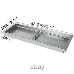 Drop-In Fire Pit Pan with Burner 32.5x12.5 Table-Top Rectangular Propane Tank