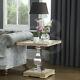 Egb316 New Oak Side Table With A Stainless Steel Polished Pedestal