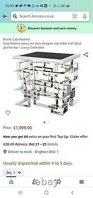 Eichholtz Spectre Side Table Polished Stainless Steel and Black Granite top