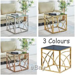 End Table Sofa Side table Stainless Steel Tables with Tempered Glass Living Room