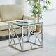 End Table Sofa Side Table Stainless Steel Tables With Tempered Glass Living Room
