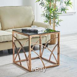 End Table Sofa Side table Stainless Steel Tables with Tempered Glass Living Room