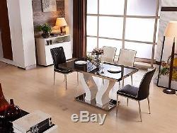 Euphoria Glass Dining Table Stainless Steel Base (Black/Brown)
