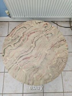 Fabulous marble round coffee table, 91 cm diameter, solid stainless steel frame