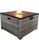 Fire Pit Fireplace Metal Table With Lid, Gas Tank Holder For Indoor And Outdoor