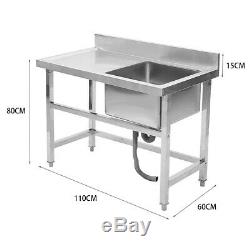 Freestanding Wash Sink Catering Kitchen Stainless Steel Basin Operating Table UK