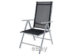 Garden Dining Table Chairs Furniture Set Aluminum Frosted Glass Recliner Outdoor