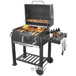 Garden Outdoor Charcoal Trolley BBQ Barbecue Cooking Food Anthracite Grill Wheel