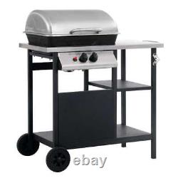 Gas Bbq Grill 3-layer Side Table Black Silver Stainless Steel Body Outdoor 5
