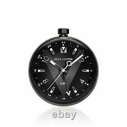 Genuine Louis Vuitton TAMBOUR ALL BLACK TABLE CLOCK GMT Q1Q000 Extremely RARE