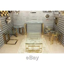 Geo Gold Metal Console Table Tempered Glass Top Hallway Living Room Furniture