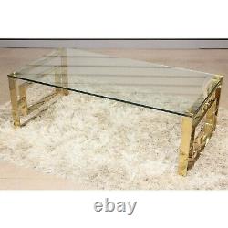 Geo Gold Metal Rectangle Coffee Table Modern Design Living Room Home Furniture