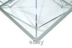 Giza Glass Coffee Table Square Stainless Steel Frame Modern Star Design Base
