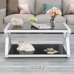 Glass Coffee Table Chrome Stainless Steel Modern Tempered Glass Home 39.2'