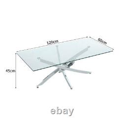 Glass Coffee Table Chrome Stainless Steel Modern Tempered Glass Living Room UK