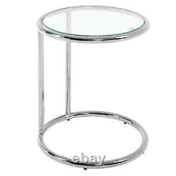 Glass Coffee Table Side End Stainless Steel Chrome Legs Living Room Tables Tray